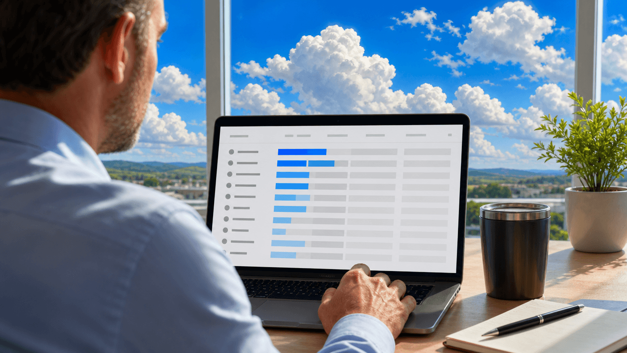 Laptop showing a sales pipeline with several empty and greyed-out stale fields